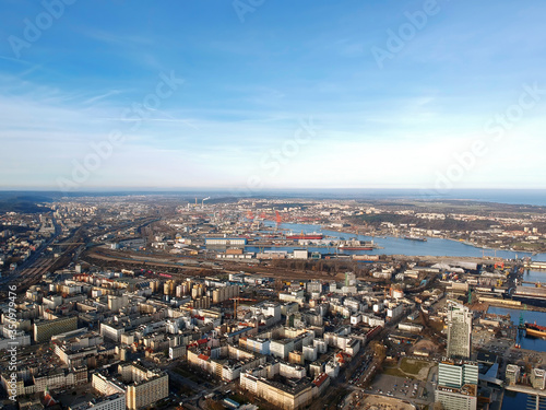 Polish city of Gdynia view from high.