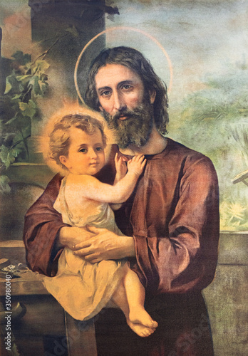 RAVENNA, ITALY - JANUARY 28, 2020: The painting of St. Joseph in church Chiesa di Santa Maria del Porto from 20. cent.