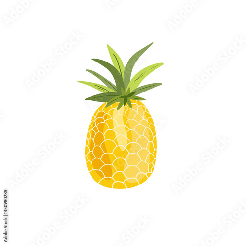 Pineapple. Tropical summer fruit isolated on a white background. Citrus in hand drawn style. Scandinavian nordic design for fashion or interior or cover or textile or background.