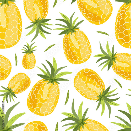 Pineapple vector illustrations. Seamless pattern background. hand draw cartoon Scandinavian nordic design style for fashion or interior or cover or textile.