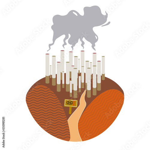Illustration Of World No Tobacco Day Banner Or Poster Design. Concept of how the world is governed and polluted by tobacco. - Vector