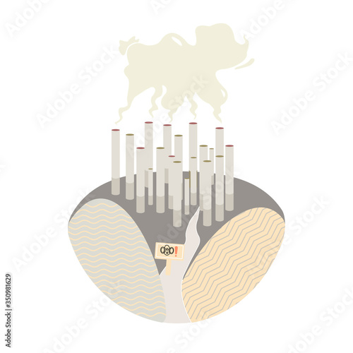 Illustration Of World No Tobacco Day Banner Or Poster Design. Concept of how the world is governed and polluted by tobacco. - Vector