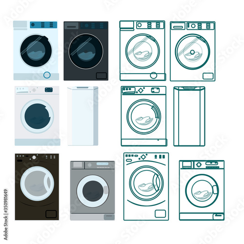 A set of washing machines of different designs