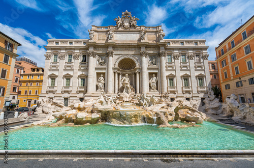 The marvellous Trevi Fountain (Fontana di Trevi) in Rome on a sunny day, Italy.