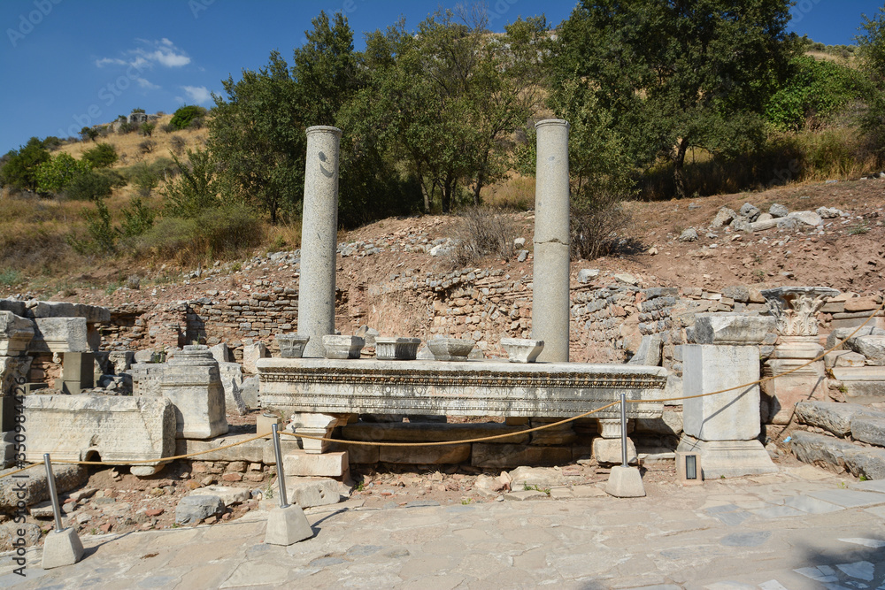 Fountain of Trajan, Nymphaeum Traiani, in Ephesus ancient city, Selcuk, Turkey
