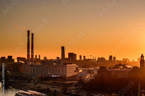 Sunset over the factories
