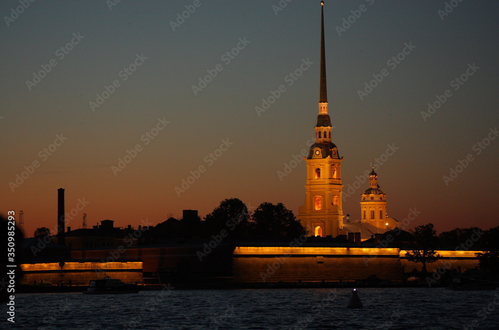 White nights, Peter and Paul fortress Cathedral, Saint Petersburg