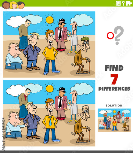 differences educational task with cartoon people