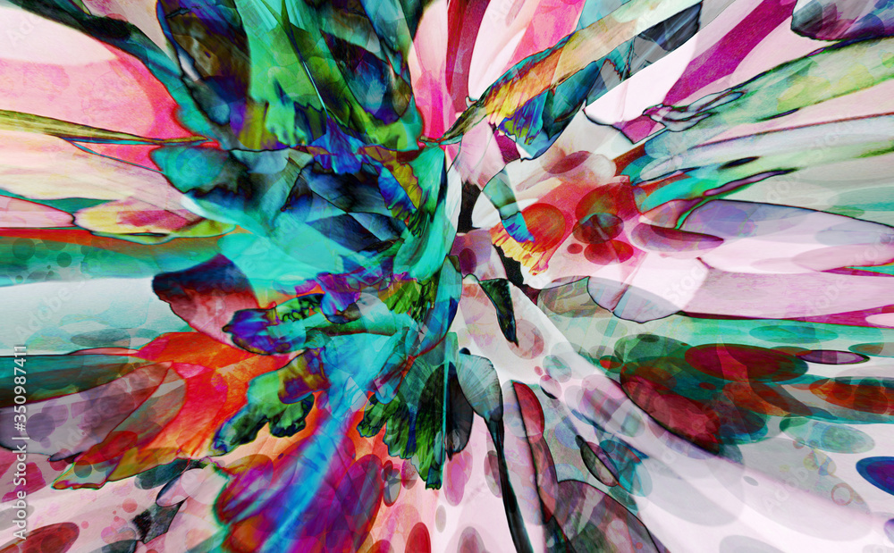 Fototapeta premium Abstract bright red green dynamic spots splashes of festive design