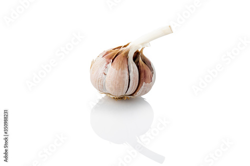 Garlic bulb. Garlic on a white background. (Tr - sarimsak)
