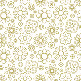 Seamless pattern with hand drawn different flowers. Sketch drawing various plants seamless vector pattern. Seamless colorful floral background. Part of set.