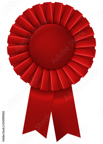 A red second place prize ribbon. Vector illustration.