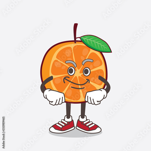 Orange Fruit cartoon mascot character with smirking face