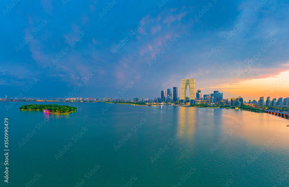 Night view of CBD City, Suzhou Industrial Park, Jiangsu Province, China