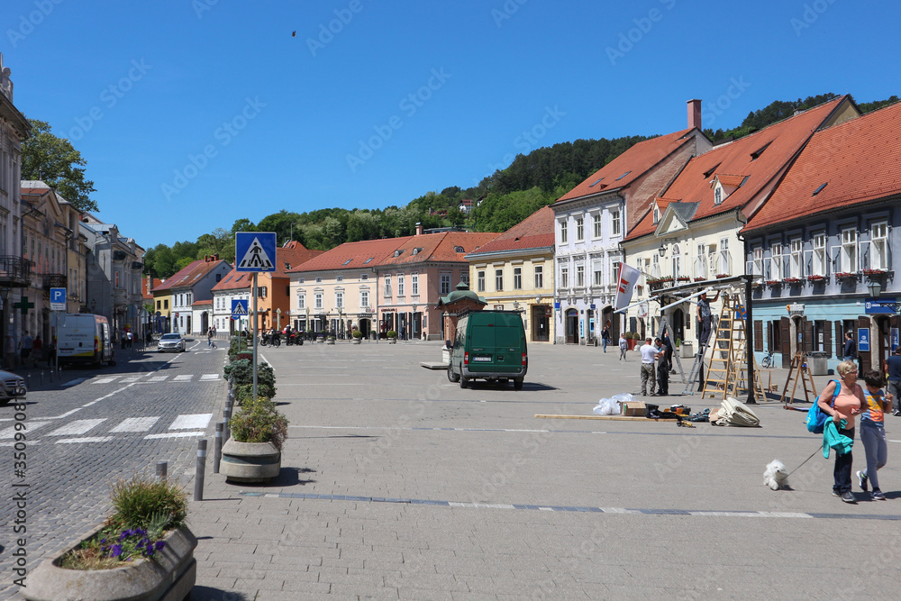 Samobor/Croatia-May 7th,2020: Small town of Samobor getting ready to re-open cafes and restaurants as Croatia eases restrictive measures during corona epidemic