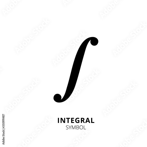 Integral symbol. Integral icon isolated on white background. Math sign, vector icon. Mathematic symbol, vector illustration, simple element.