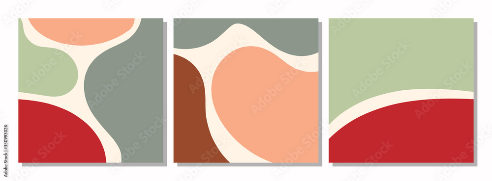 Vector set of social media post templates with abstract organic shapes composition in contemporary collage minimal style for your decoration