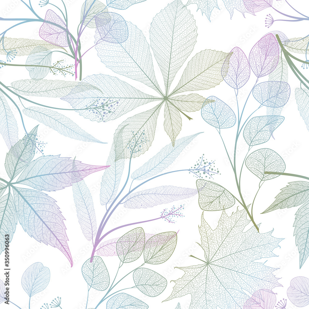 Seamless pattern with leaves.Vector illustration.