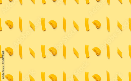 Different types of raw pasta background  seamless pattern