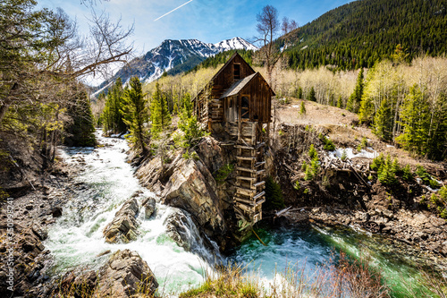 Waterfall at Old Crystal Mill White river national forest Colorado