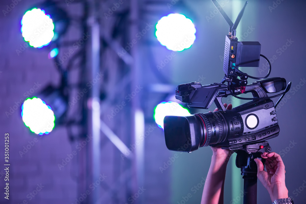 High definition cinema camera on a movie set. High definition cinema camera on a movie set.