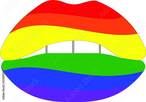 Lips rainbow. Vector illustration.Isolated on a white background.pride concept. Symbols of LGBT.