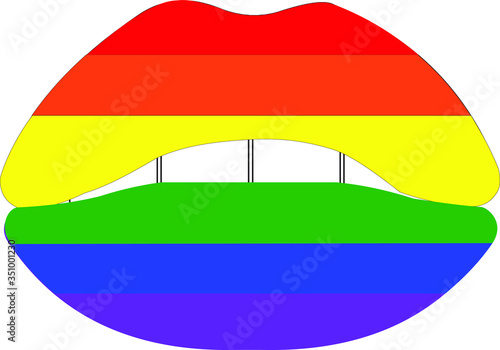 Lips rainbow. Vector illustration.Isolated on a white background.pride concept. Symbols of LGBT.