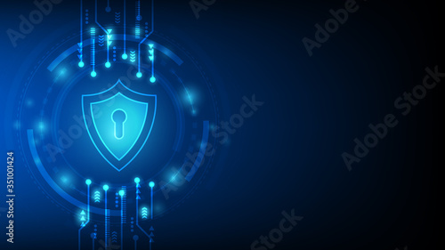 Cyber technology security, netwok protection background design, vector illustration photo