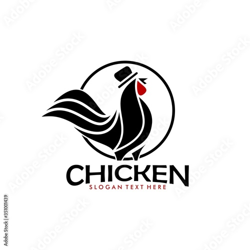 chicken logo design black vector