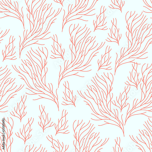 Vector seamless pattern with red coral. Good for textile, wallpapers, paper for art and craft.