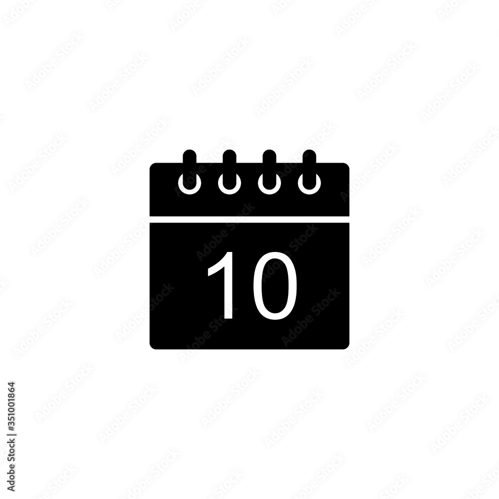 Black Calendar Icon Day 10 Simple Glyph Date Symbol Shape For Web black-calendar-icon-day-10-simple-glyph-date-symbol-shape-for-web