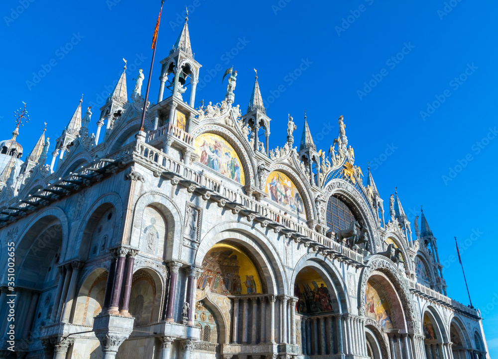 Details of the facade of the Basilica of San Marco, Venice, Italy