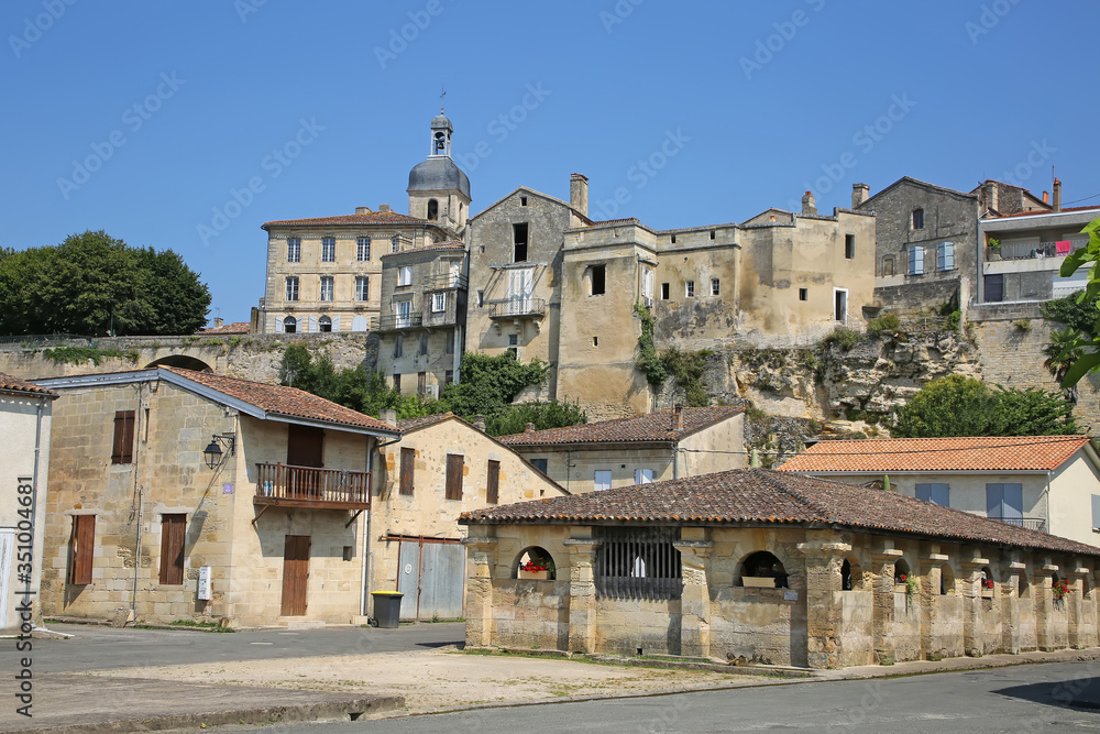 Traditional buildings in Bourg, which is a village located on the  bank of the Dordogne, in the heart of the wine appellation of Côtes de Bourg, Gironde, Nouvelle-Aquitaine, southwestern France.