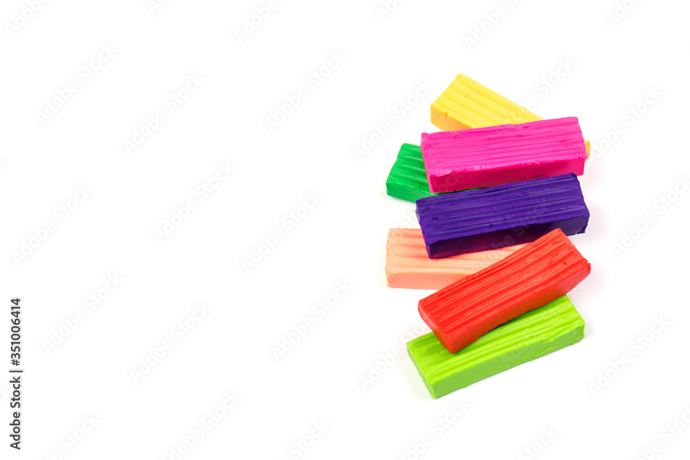 Group of colorful plasticine isolated on white background Group of colorful plasticine isolated on white background