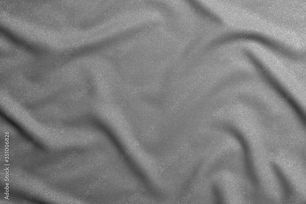 Black and white wavy silk fabric with folds. Mockup and blank designer for making a flag on a gray background. Black and white wavy silk fabric with folds. Mockup and blank designer for making a flag on a gray background.