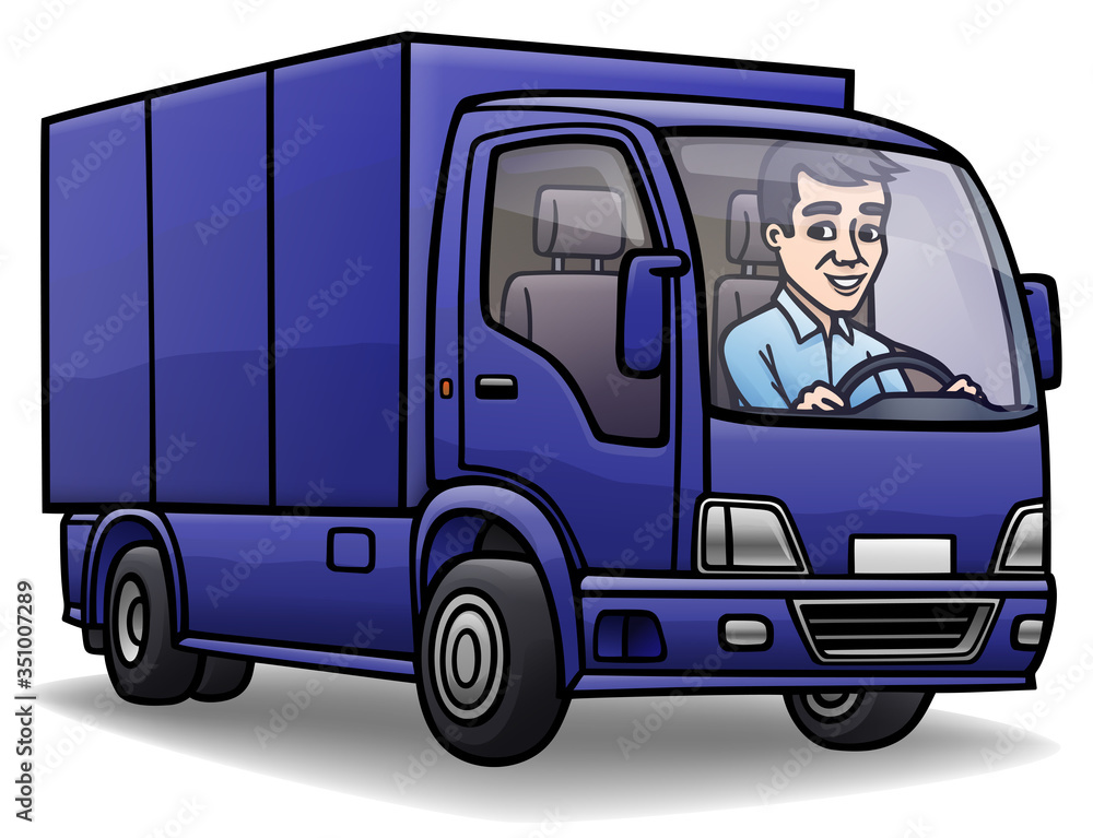 Isolated cartoon image of a blue van.