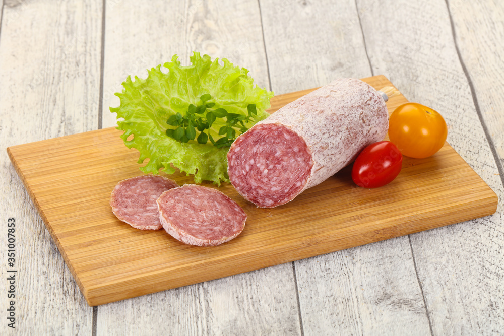 Italian dry Saliami pork sausage Italian dry Saliami pork sausage