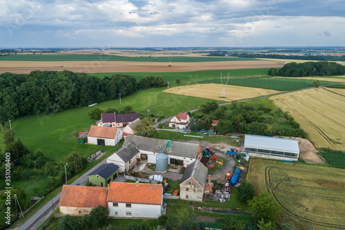 Polish village, field in Nysa county Poland