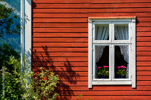 details from wooden vintage traditional houses taken in the village of Eidfjord, Norway