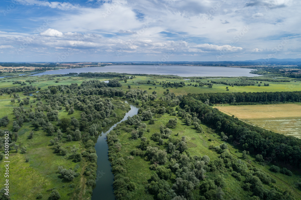 Fototapeta premium Nysa Klodzka river in Omochow polish village in Poland