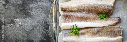 Photography fish raw hake (set of ingredients)