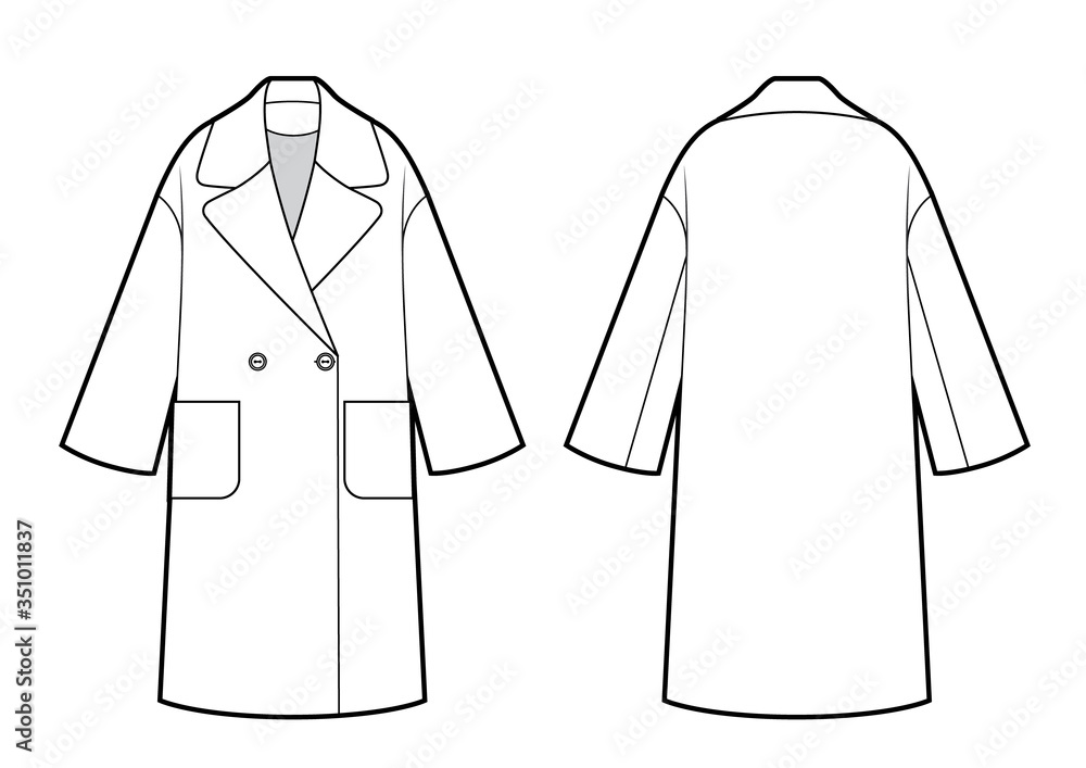 technical drawing of coat, fashion sketch Stock Vector Adobe Stock