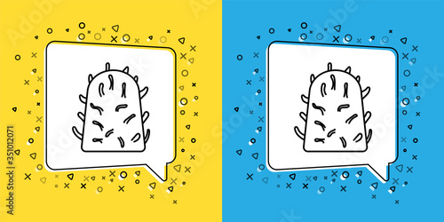 Set line Rabies virus disease microorganisms icon isolated on yellow and blue background. Vector