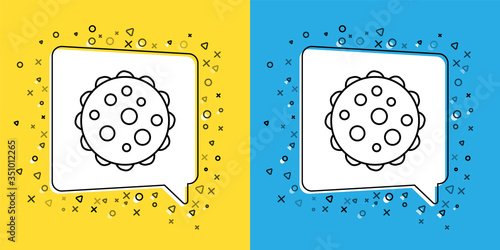 Set line Virus icon isolated on yellow and blue background. Corona virus 2019-nCoV. Bacteria and germs, cell cancer, microbe, fungi. Vector