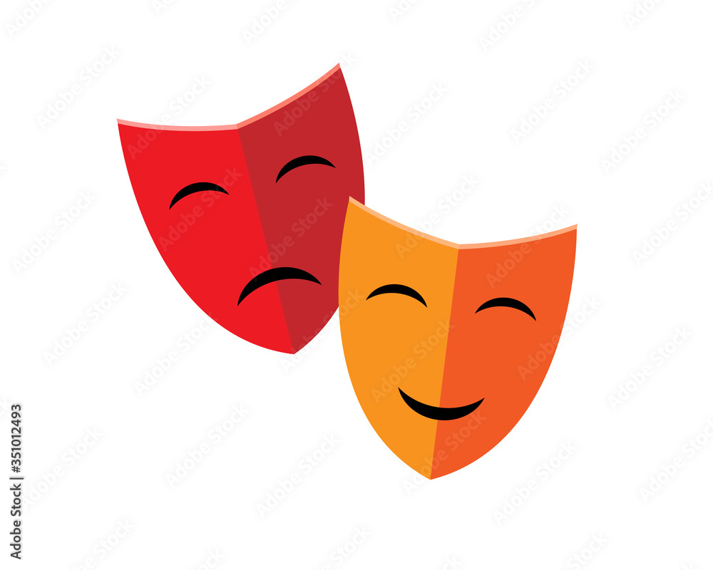Two mask vector illustration culture, cinemas, theaters on a white background - vector Two mask vector illustration culture, cinemas, theaters on a white background - vector