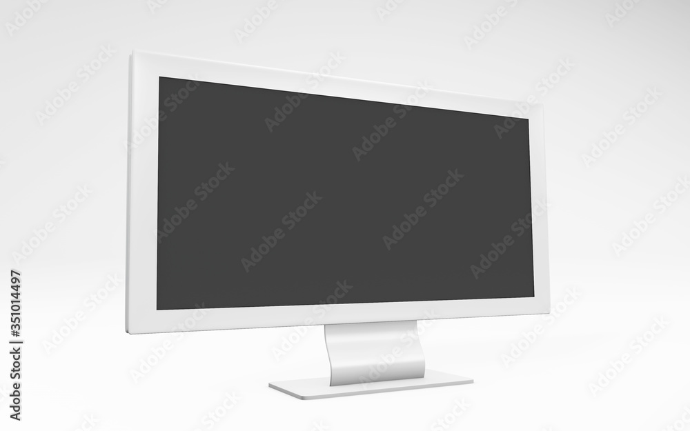 3d rendering of a tv set white colored isolated on white background