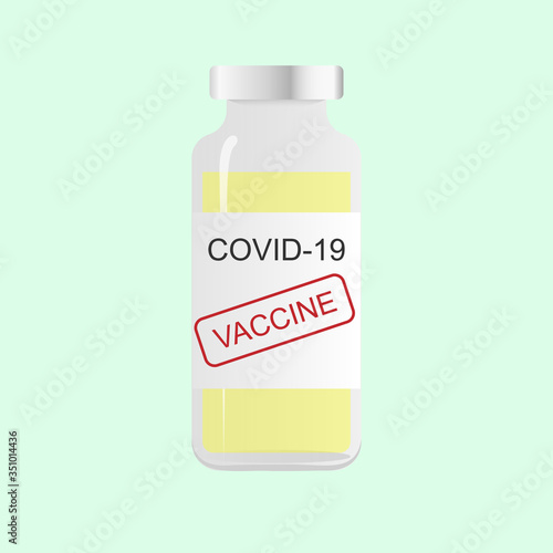 Realistic vial covid-19 vaccine icon. Vector illustration.