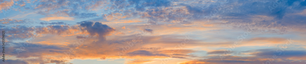 Sunset sky with colorful sky in twilight background. Beautiful sky with cloud in evening.