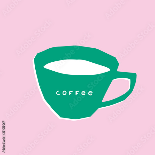 Paper cutout coffee cup illustration. Simple cafe flat design