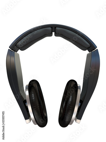 amazing black headphones with red lines front and side view isolated on a white bakground 3d rendering